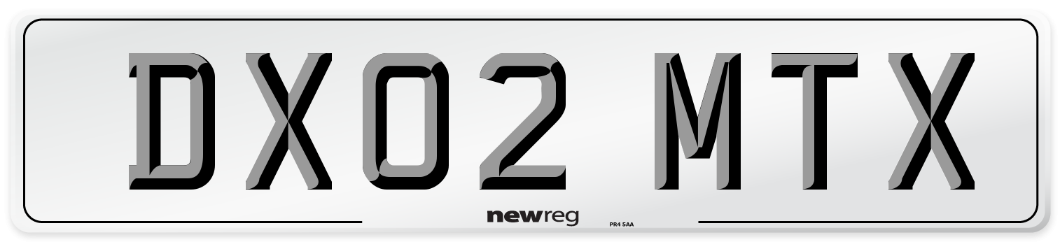 DX02 MTX Number Plate from New Reg